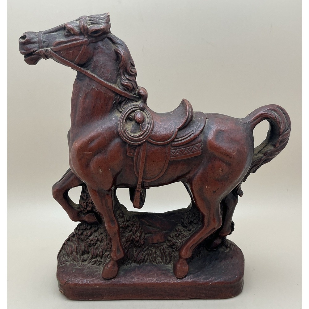 Vintage Syracuse Ornamental Co. "Syroco Wood" Saddled Horse Bookend